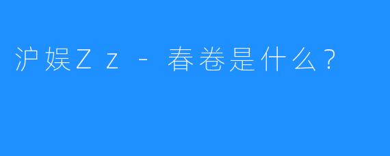 沪娱Zz-春卷是什么？