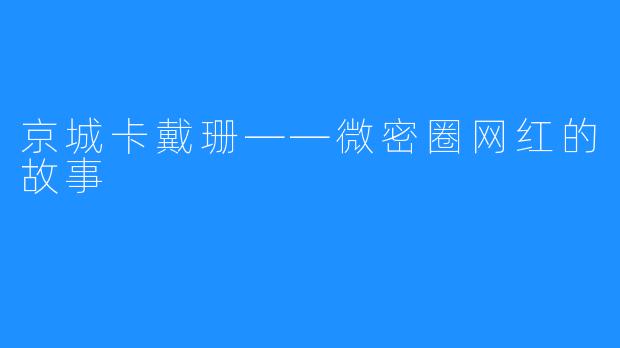 京城卡戴珊——微密圈网红的故事