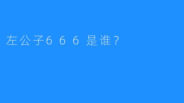 左公子666是谁？