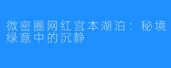 微密圈网红宫本湖泊:秘境绿意中的沉静