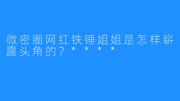 微密圈网红铁锤姐姐是怎样崭露头角的？****